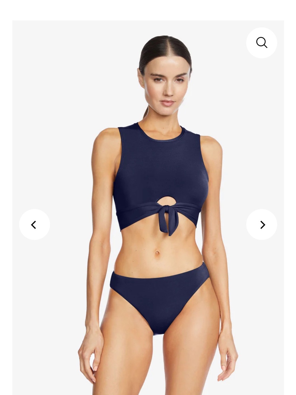 Robin Piccone Navy Tie-Front Crop Bikini Set Size M Retails $200